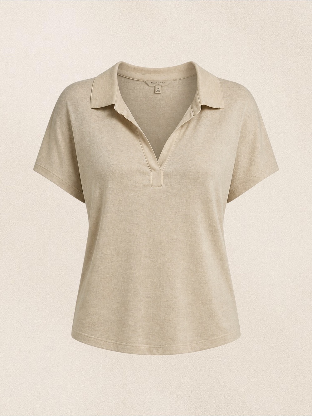 💕 sold 💕Banana Republic Casual Cream Linen Polo Tee - Women's Lightweight Collar